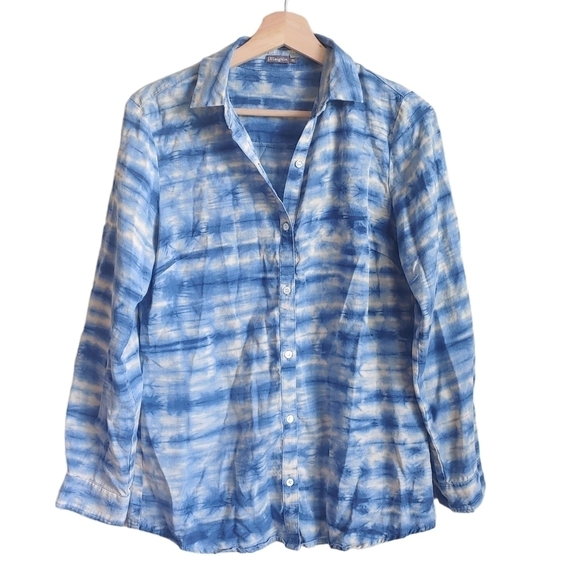 J.McLaughlin Blue Multicolor Tie Dye Button Down Relaxed Fit Shirt Size XS - Picture 1 of 4